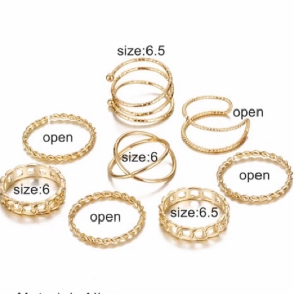 “Never Alone” Boho Indie Gold Adjustable Ring Set - Picture 7 of 9